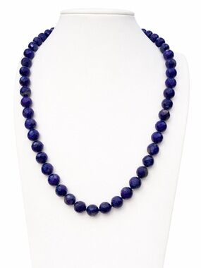 Facetd Lapis Lazuli 10 mm hand knotted 22 inch necklace Aprilsplace